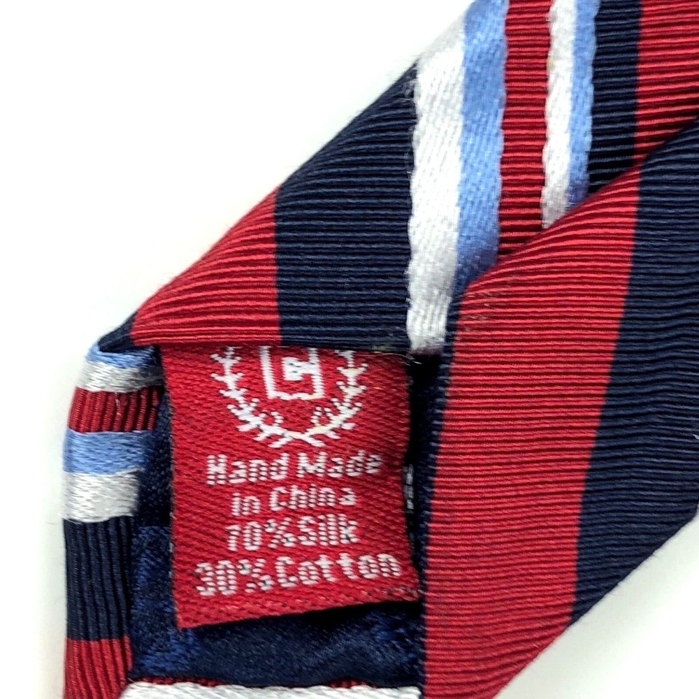 Chaps Men's Silk Handmade Blue White Red Striped Elegant Business Necktie Tie 57 - Picture 5 of 7
